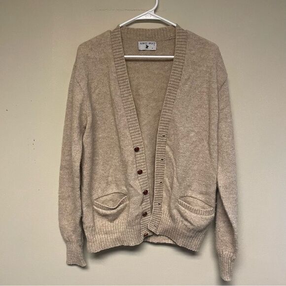 Robert Bruce Beige Mens Cardigan Sweater Size Medium - Picture 1 of 5